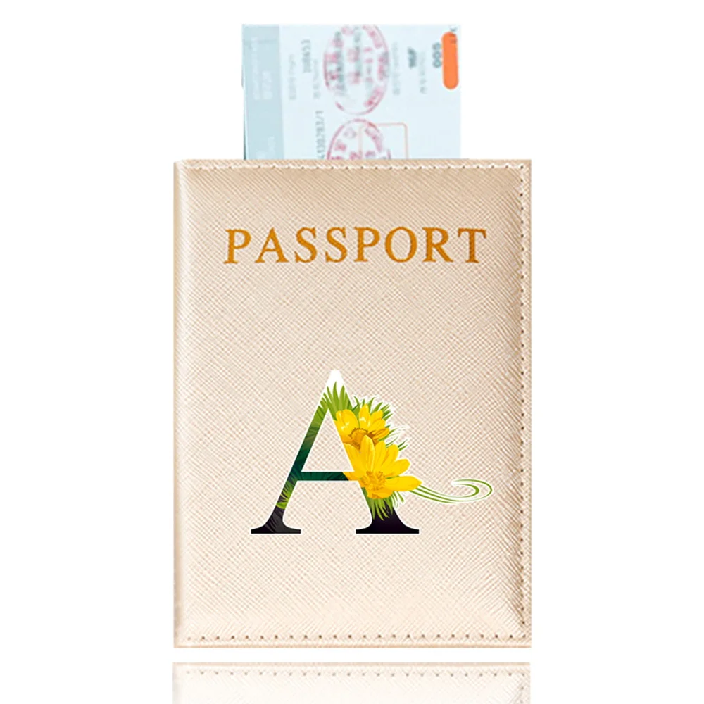 Uinex-Funda de cuero con estampado de flores para pasaporte, funda de viaje, Color dorado, serie de colores