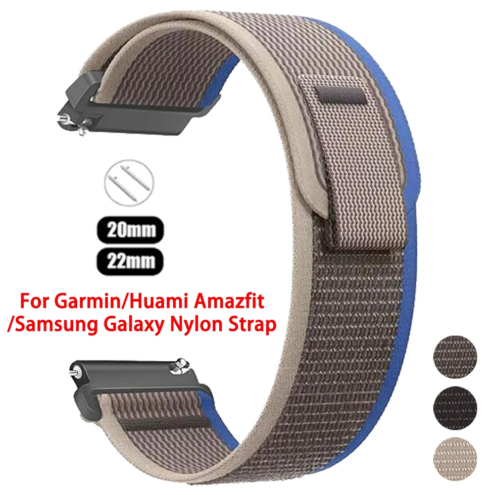 Nylon loop Strap 20mm 22mm For Garmin Venu 3/Vivoactive 6/Forerunner 570 Bands For Huami Amazfit/Samsung Galaxy Braided Bracelet