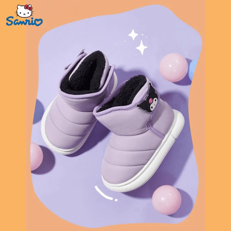 Cute Hello kittyed Autumn And Winter Cotton Shoes Kawaii Anime Sanrio Cinnamoroll Kuromi My Melody Velvet Warm Snow Boots Toys