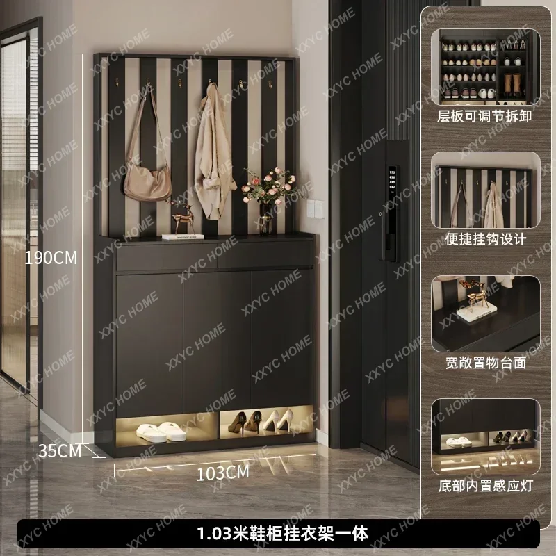 HHGreat discounts Ultra-thin shoe cabinet, household entrance cabinet, integrated simple shoe rack, door locker with hanger