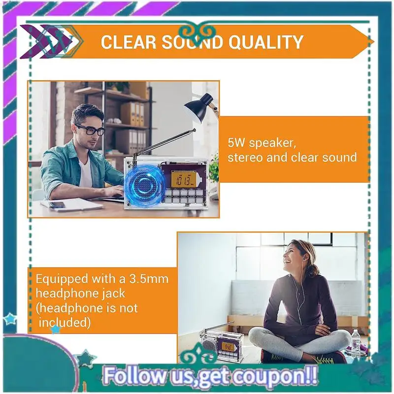 ترقية لتقوم بها بنفسك طقم راديو رقمي راديو رقمي شاشة الكريستال السائل تجميع عدة FM 87-108MHZ مع ساعة للطلاب الجذعية تعلم التدريس #4