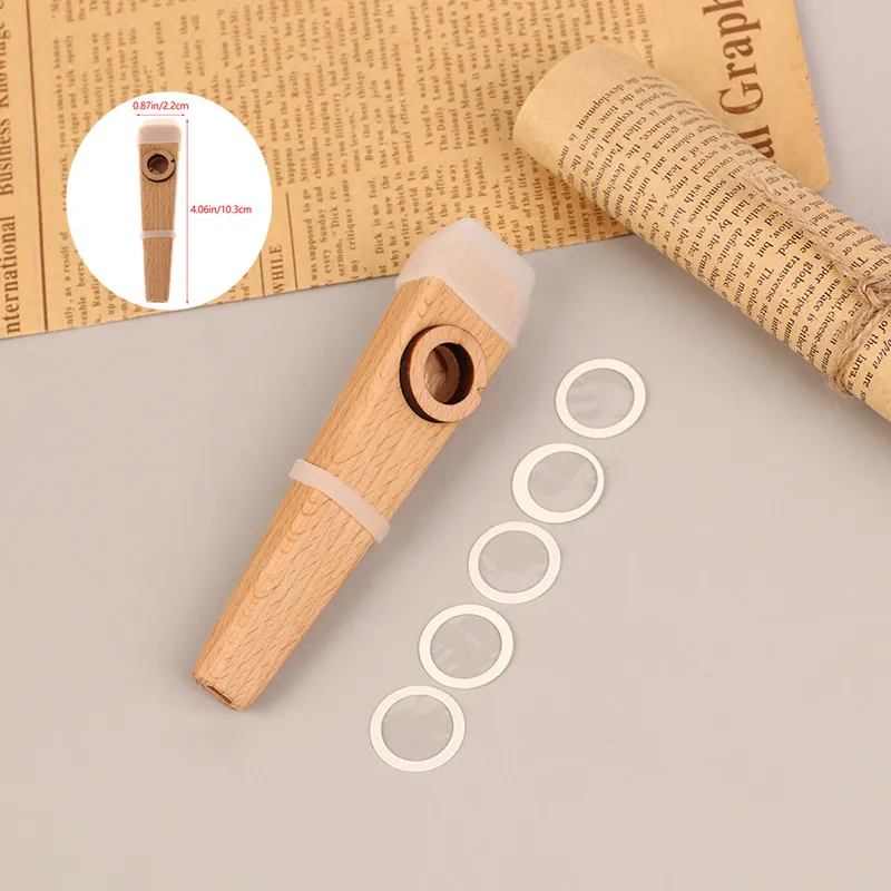 1Pc Natural Solid Wood Kazoo Flute Accompaniment Beginners Flute Are Simple Easy To Learn And Play The Instrument