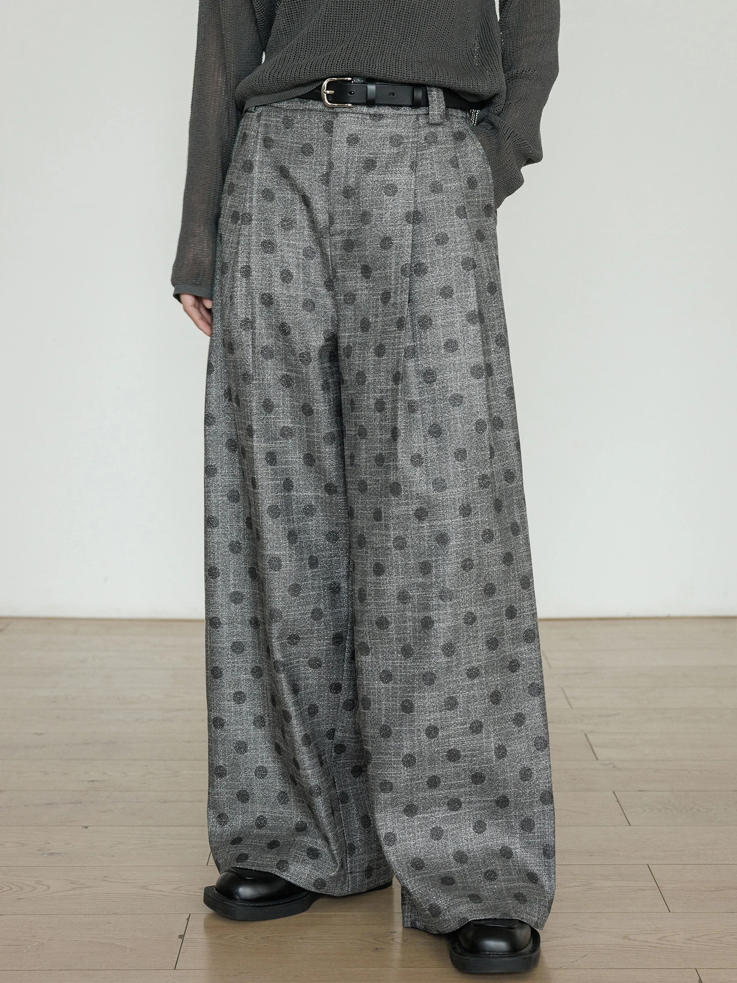 

Spring High Waist Polka Dot Design Wide Leg Casual Pants Women's 2026 New Small Fraance Suiting Two-Piece Set Casual Sle