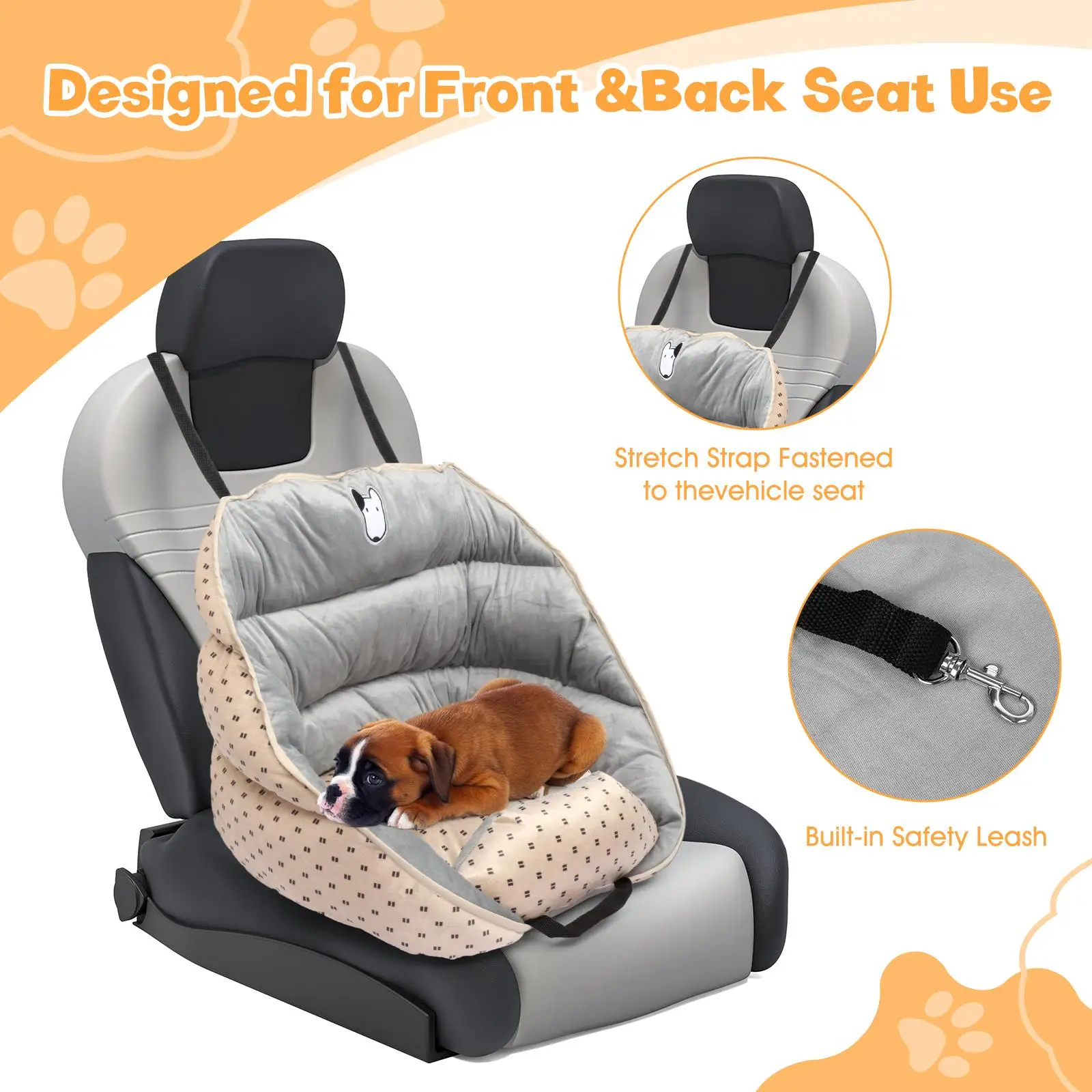 Pet Car Seat Handled Puppy Car Seat for Kitty Small Dogs Large Cats