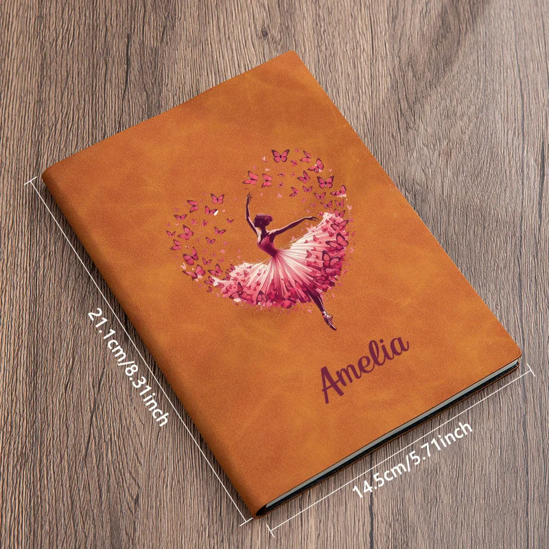 Personalized Synthetic Leather Notebook Featuring a Custom Name - A5 Size with a Textured Cover, Ideal for Work, Travel, Meeting