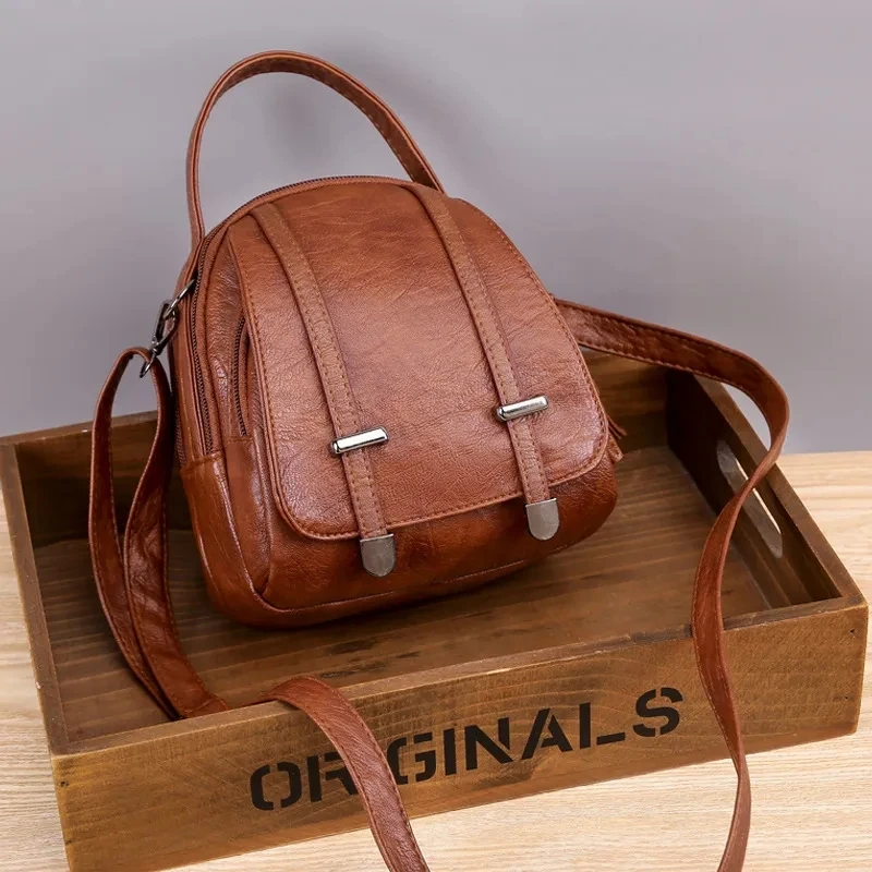Wielofunkcyjna mała torba na ramię z miękkiej skóry PU dla kobiet Vintage Fashion Crossbody Bag Female Purse Cell phone Handbag