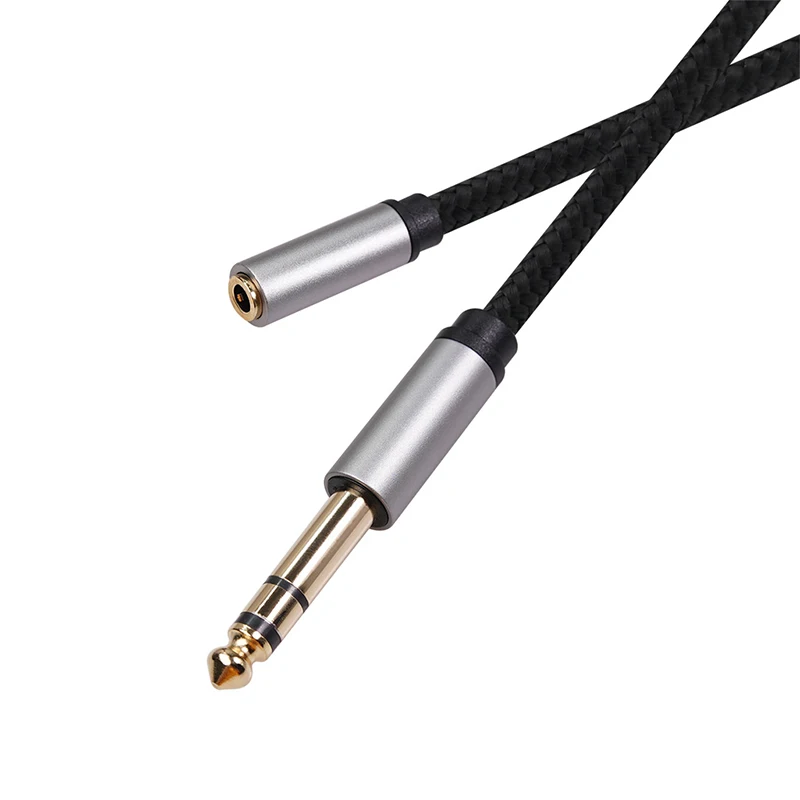 6.35mm to 3.5mm Adapter Gold Plated TRS 1/4 Male to 1/8 Female Braided Cable for Headphones Amplifier Guitar Phone PC