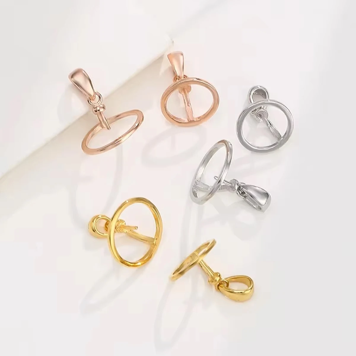 925 Sterling Silver Planetary Shape Pendant Empty Bracket For Setting Round Bead DIY Necklace Charm Jewelry Making Accessory