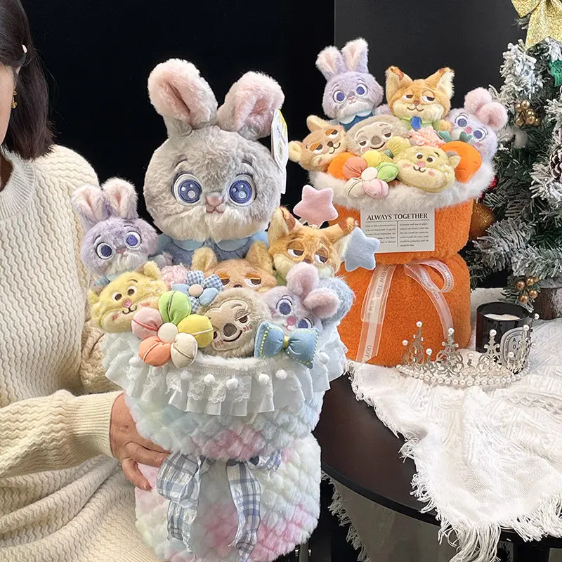 

Милый букет кукол Джуди и Ника из Диснеевского Зоотопия, подарок на Рождество и День рождения, букет аниме-кукол, подарок к школьному сезону, готовая кукла