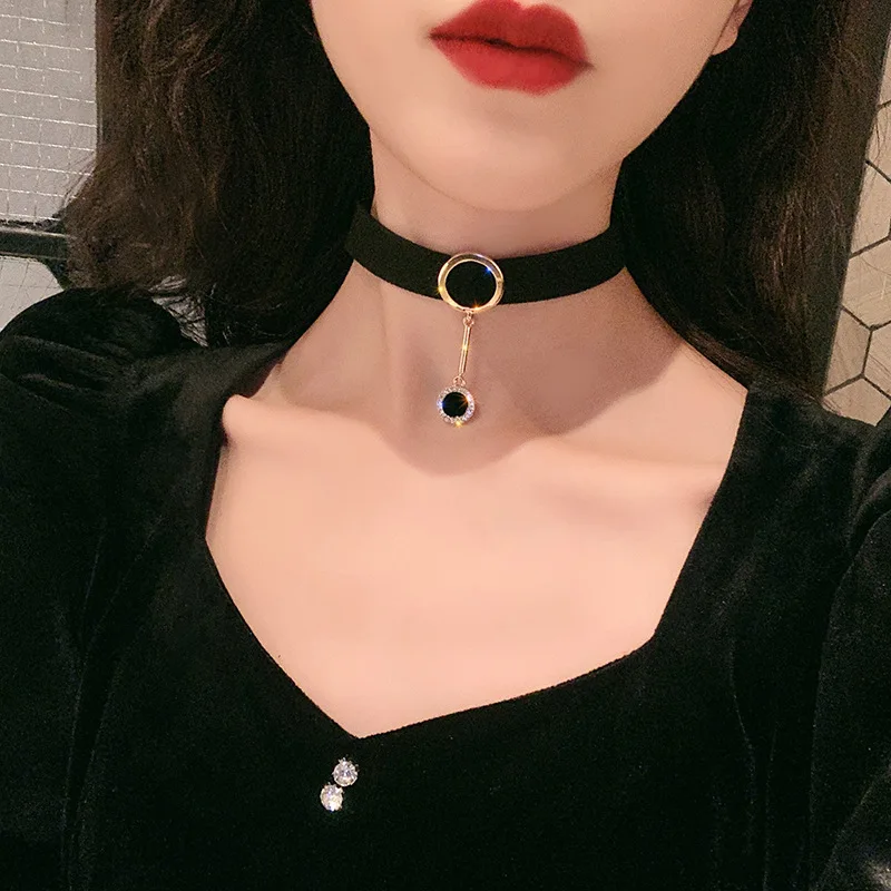 Korean Fashion Velvet Choker Necklace for Women Vintage Sexy Lace Necklace with Pendants Gothic Girl Neck Jewelry Accessories