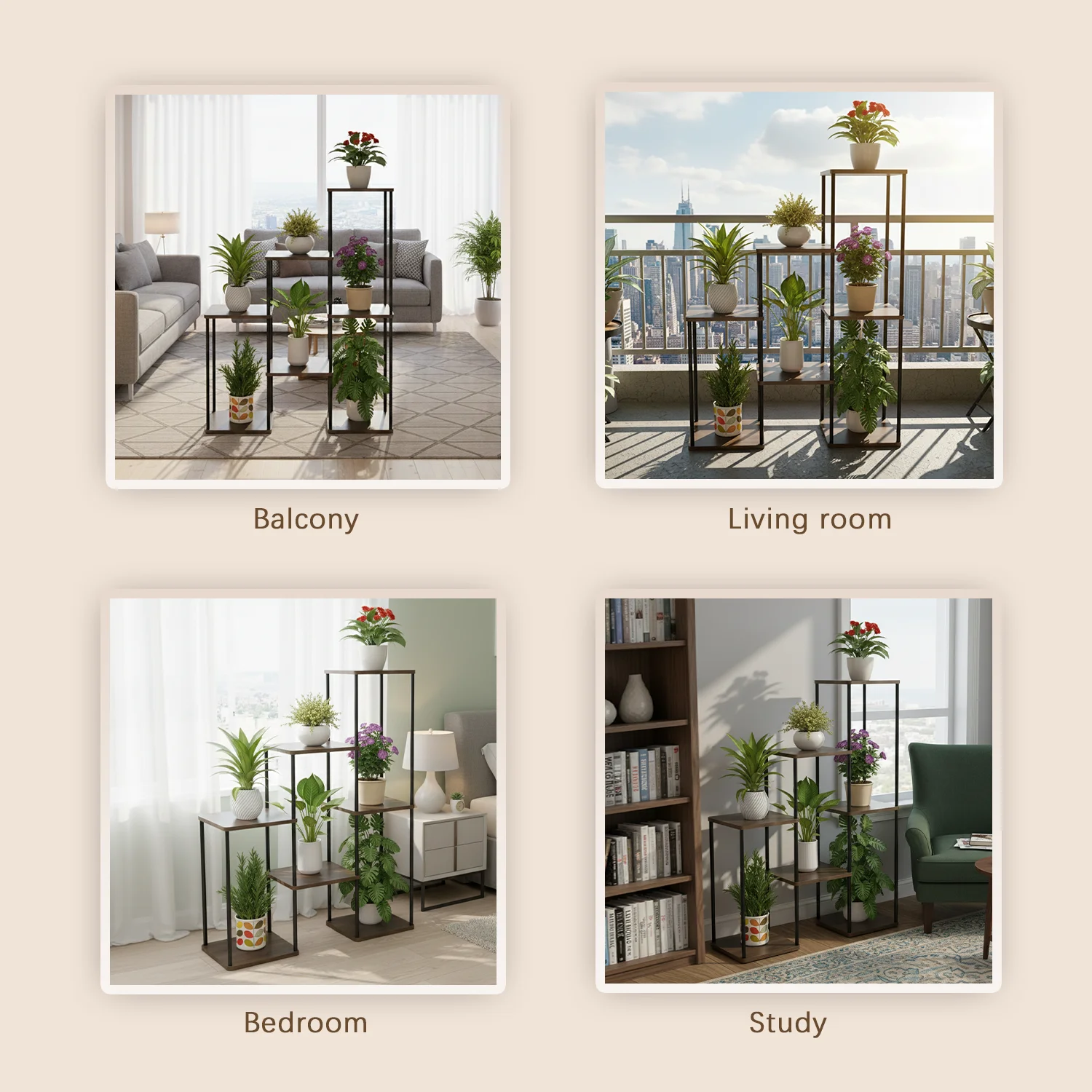 Mehrstöckiger Multifunktionaler Pflanzenständer, Blumentopfhalter, Robust und Verstellbar, Geeignet für Verschiedene Standorte wie Innenräume, Balkone und Gärten. – Detail 16
