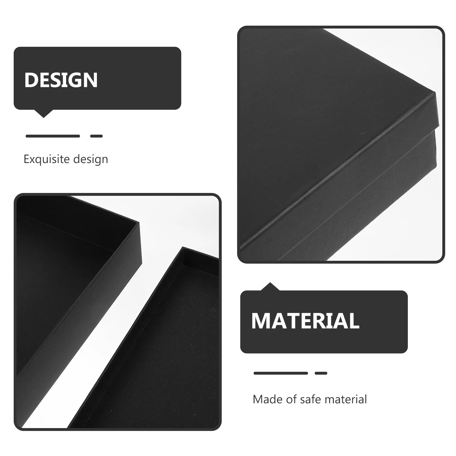 

1pcs Gift Box Black Flat Medium Empty For Christmas Valentine'S Day Birthday Gift Wrapping Storage Packaging Case Shirt Tie