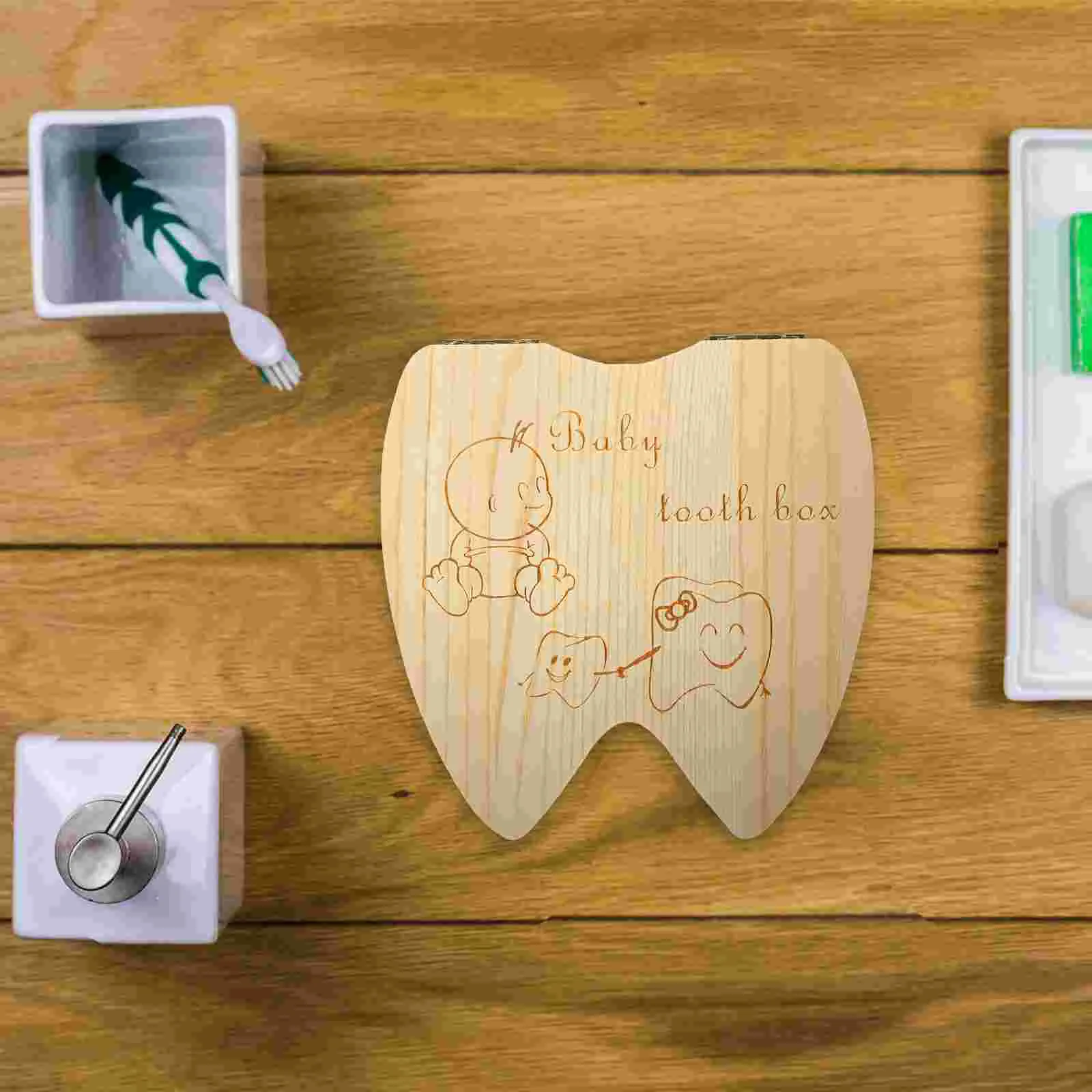 Ratoncito Zahnbox für Kinder, französische Kinder-Baby-Zahnkonservierungsbox, Zahnschoner, Organizer, Aufbewahrung, Souvenir, Andenken, aus Holz