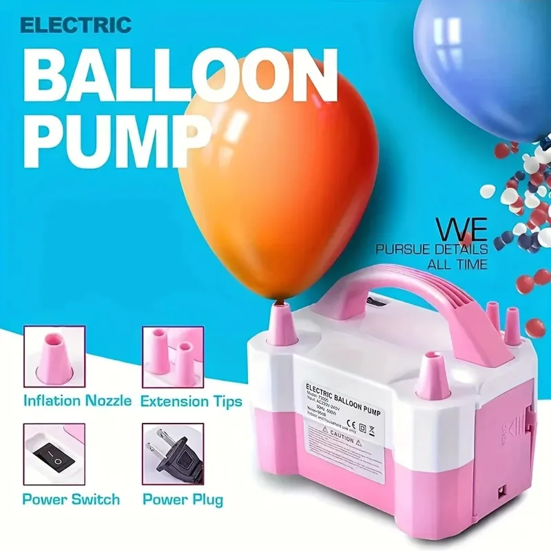 Portable Electric Balloon Pump 600W Balloon Inflator With double hole automatic inflation machine Perfect For Party Decoration