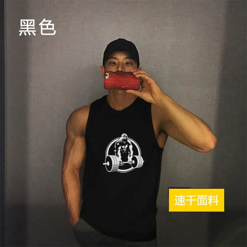 

GYM Workout Comfortable Tanktop Summer Men Sports Mesh Sleeveless Vest Men Running Training Muscle Breathable T-shirt Plus Size