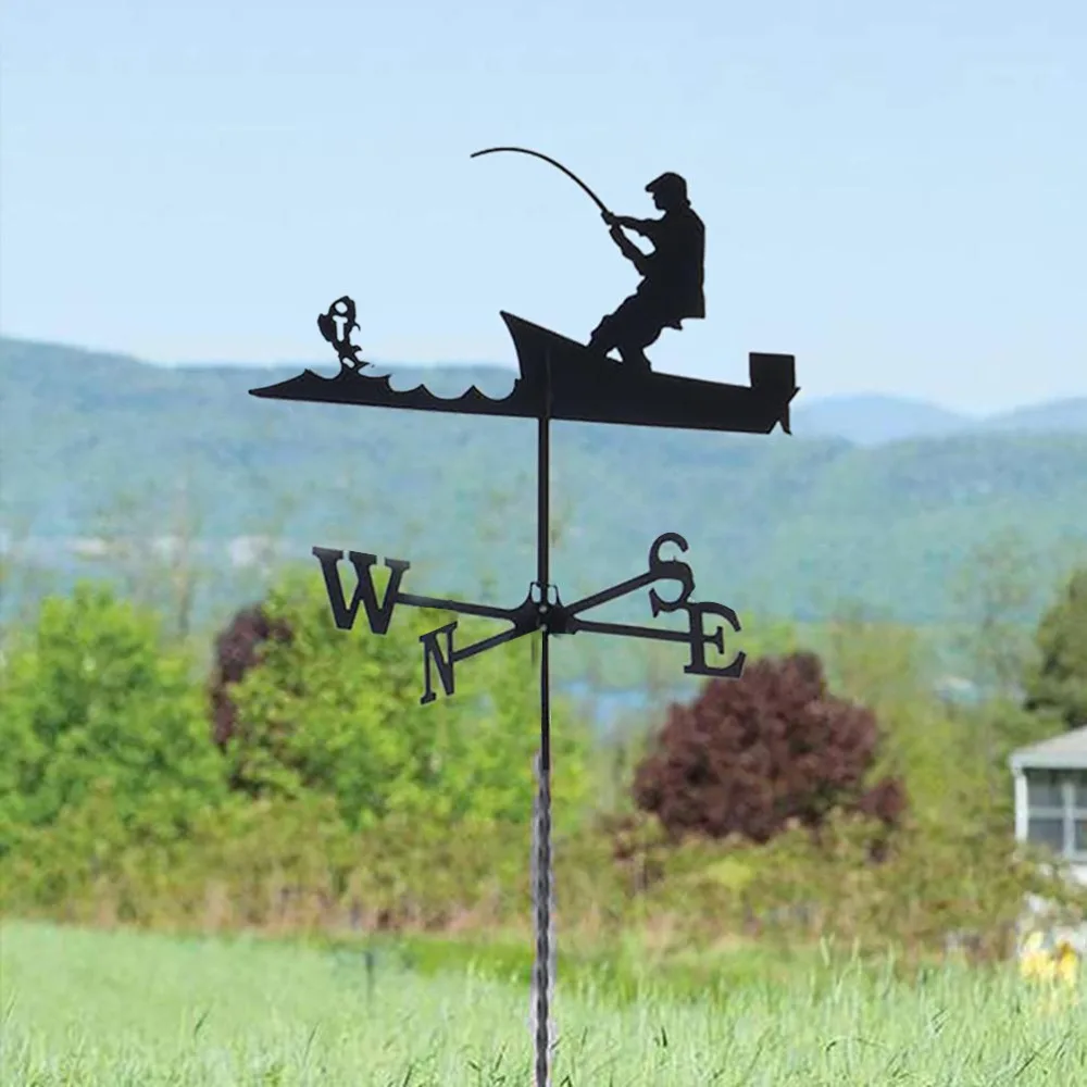 Metal Construction Weather Vane Durable Finish Wrought Iron Wind Direction Indicator Sea Rover Design