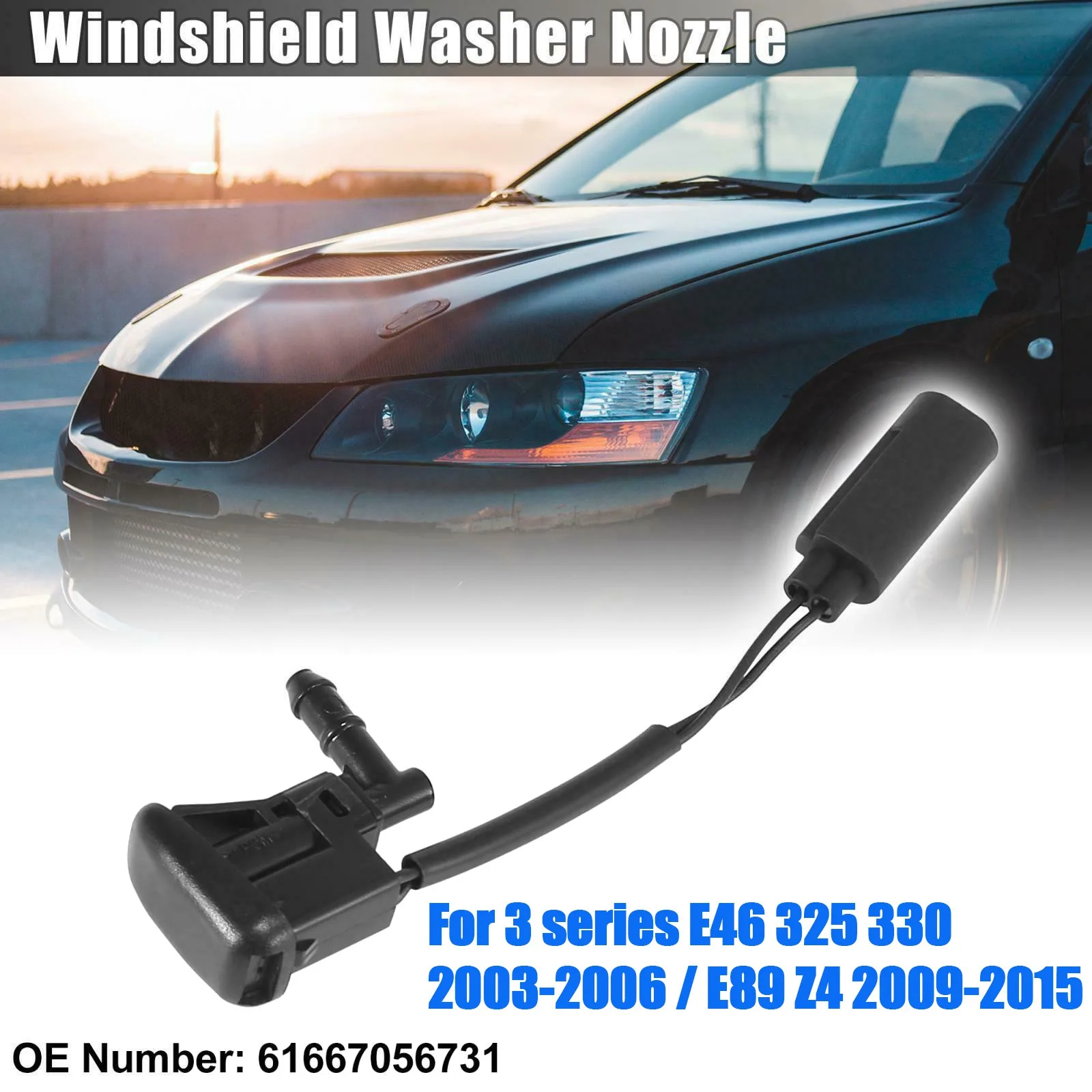 New Windshield Heated Washer Sprayer Nozzle Jet 61668361039 for -BMW 3 Series E46 325 330 2003-2006 / E89 Z4 2009-2015