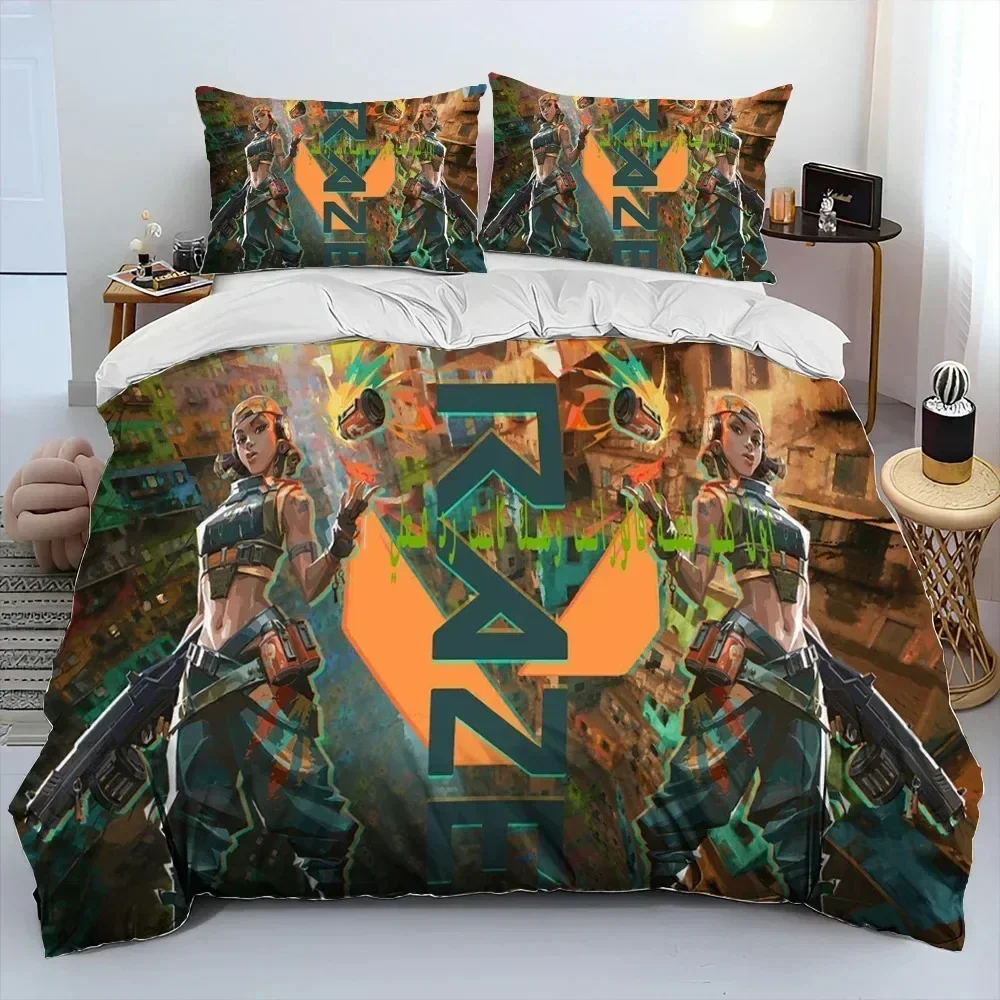 

3D VALORANT Game Gamer Cartoon Comforter Bedding set Printed Duvet Cover Pillowcase Single Double Queen Super King Size Sets