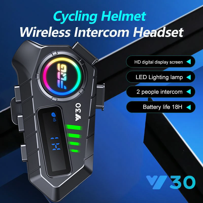 

Y30 Motorcycle Helmet Intercom Moto Headset Stereo Voice Control Bluetooth 6.0 Hands Free Call Waterproof 1000mAh With LED Light