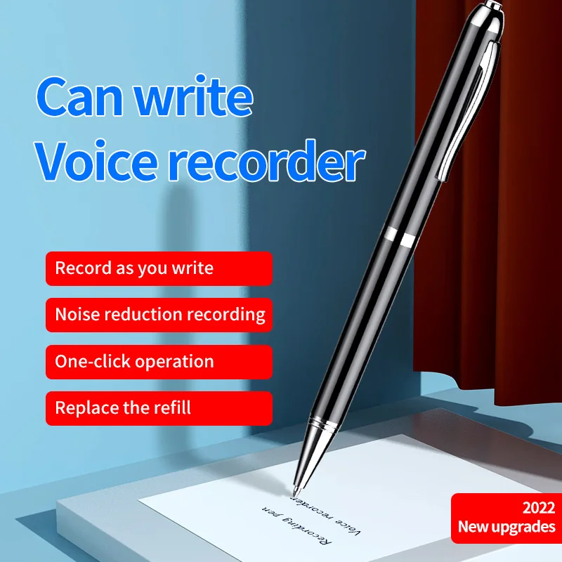Portable Pen Voice Recorder, Can Write Noise Reduction Audio Recorder, One-Click Recording for Meetings Lectures