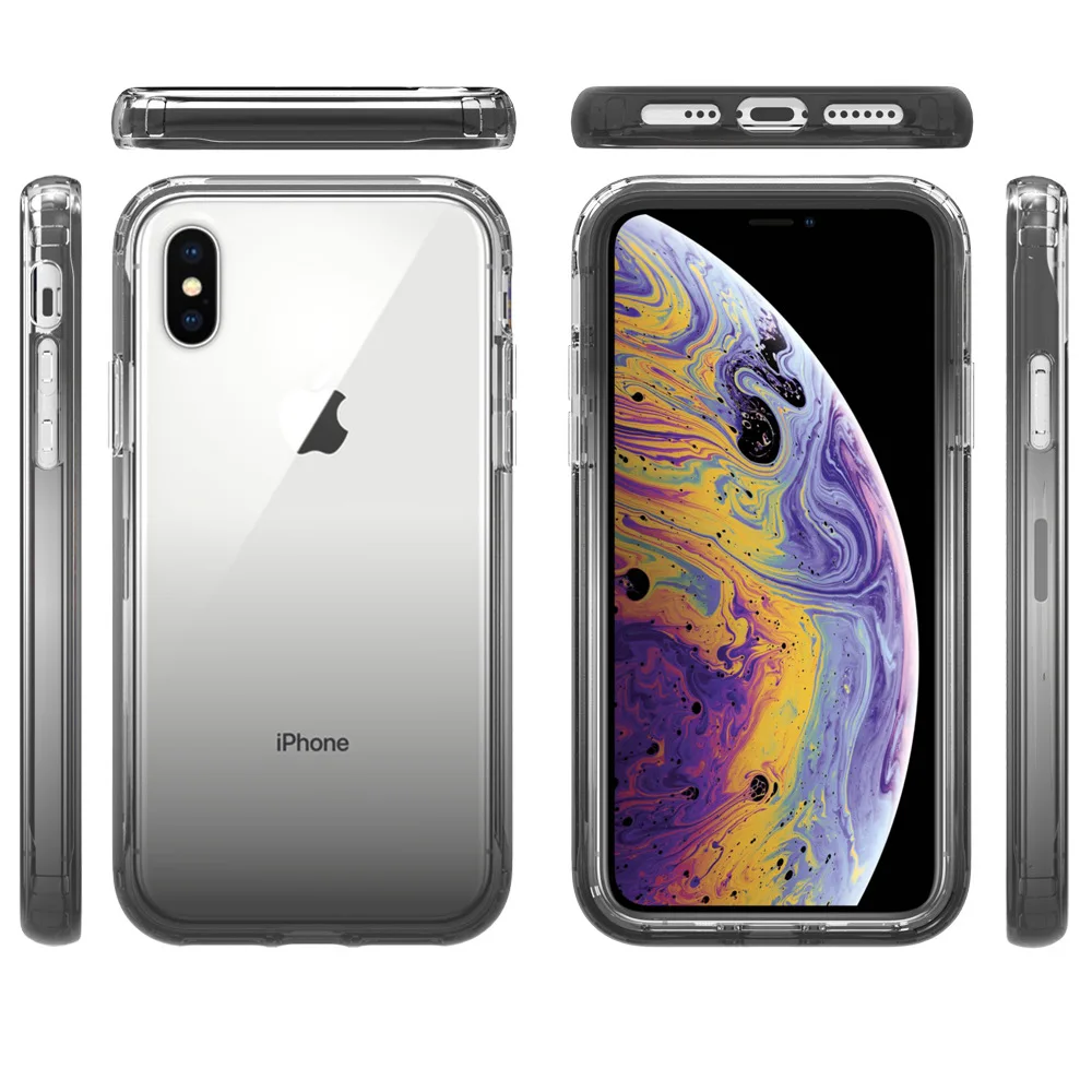 

Case for iPhone 7/8/SE2020/X/XS/XS Max 2 in 1 Hybrid Shockproof Gradient Color Phone Cover Capa Funda coque