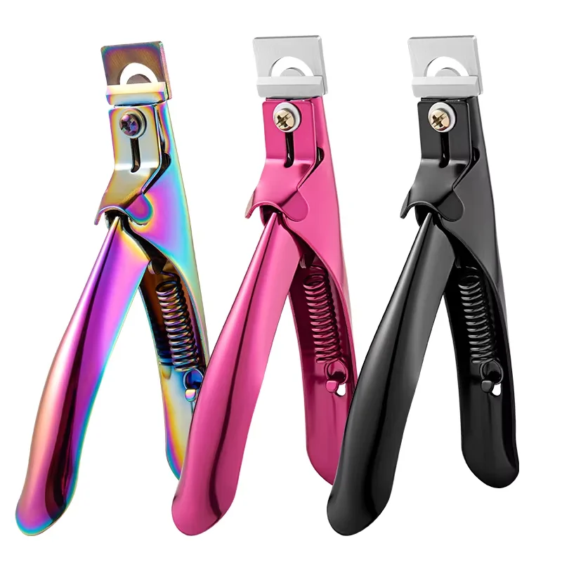 Acrylic Nail Cutter Stainless Steel Clipper Scissors U Word False Tips Trimmer Manicure Tools Straight Cut Kit With 12pcs Magnet