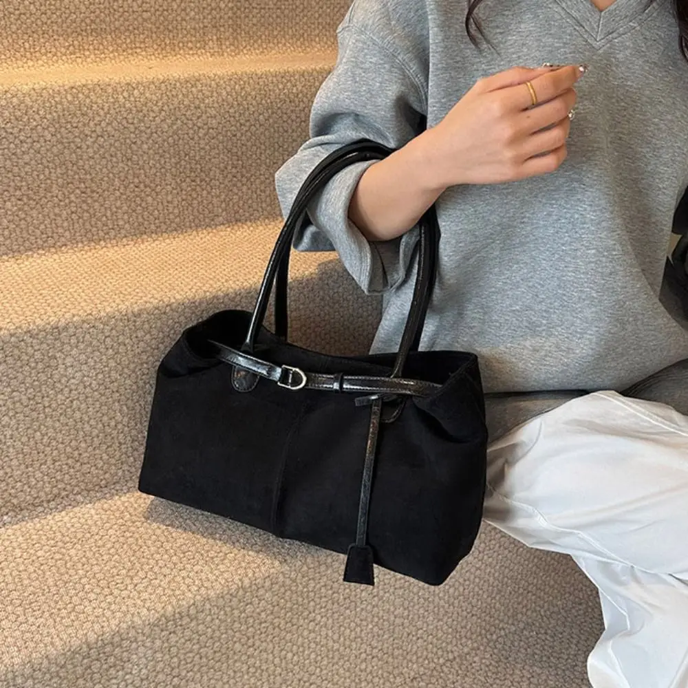 

Замшевая сумка на плечо в корейском стиле, однотонная большая сумка, большая вместительная сумка в богемном стиле, сумки для подмышек в этническом стиле, дорожные сумки