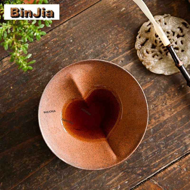 BAEJORIA Crude Pottery Heart-shaped Teacup Luxury Tea Bowl Set Of Cups Tea-tasting Smelling Cup Jianzhan Master Cups Tea Items