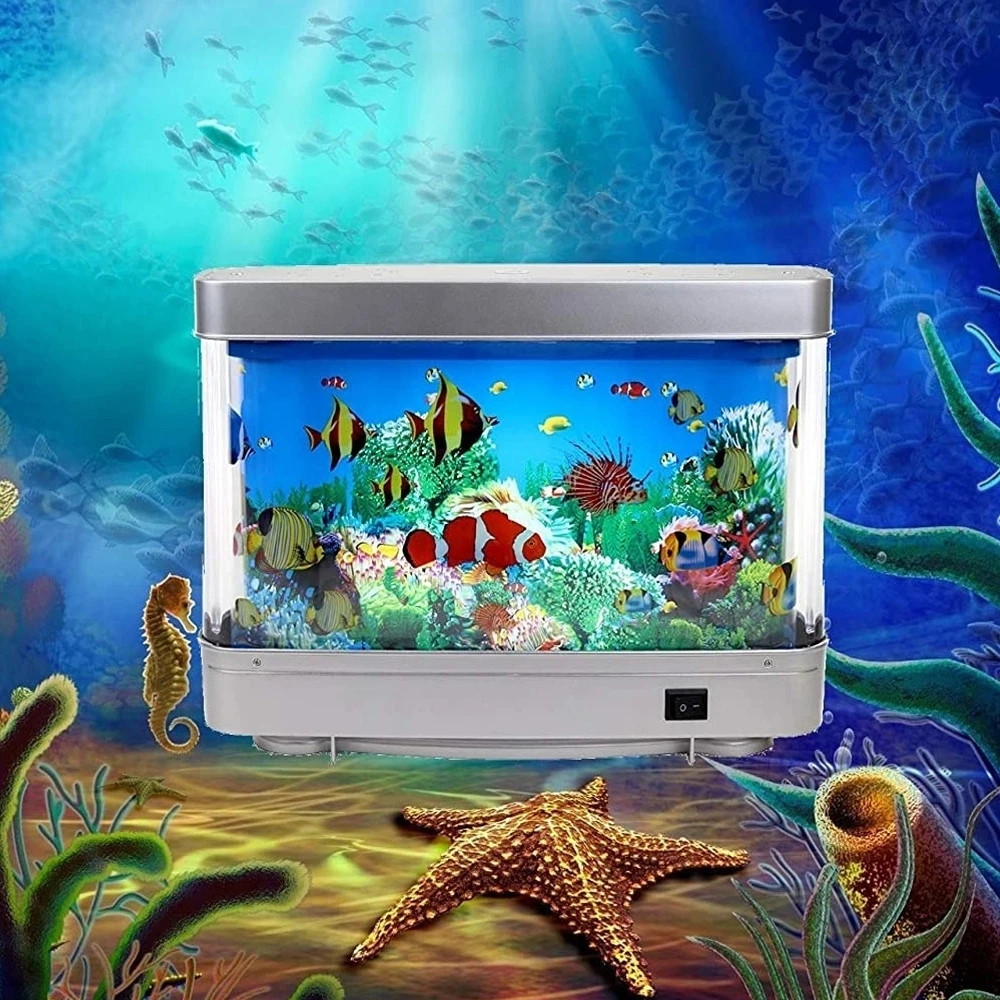 

Artificial Tropical Fish Tank Lamp Decorative Sensory Aquarium Table Lamp Virtual Move Ocean Mood Night Light Room Decoration