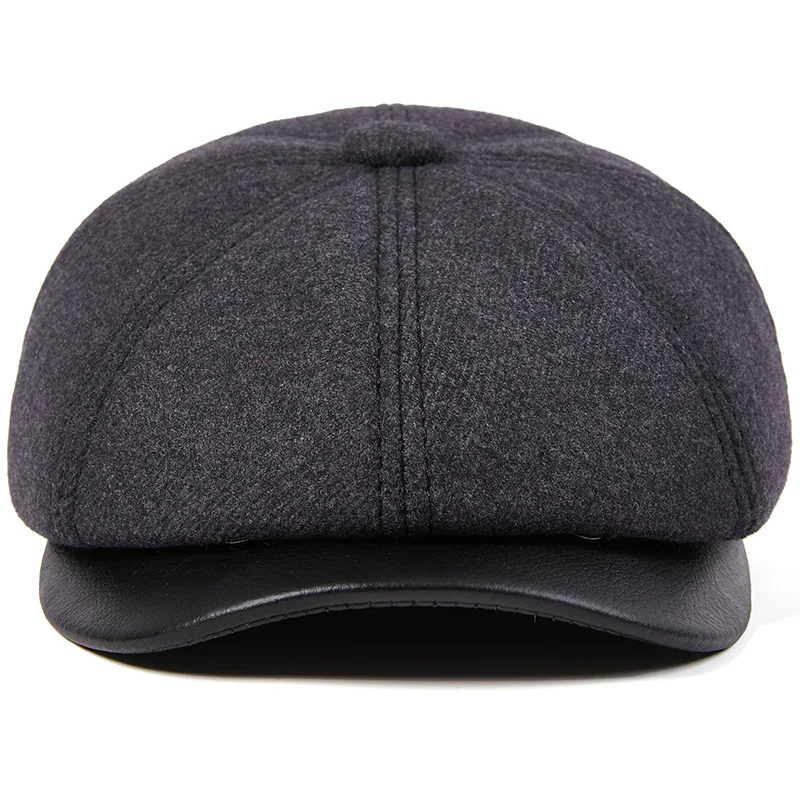 

X7025 Men's Wool Octagonal Hat Woolen Cap Adult Wool Beret Hat British Vintage Painter Newsboy Gangster Hat Caps for Men