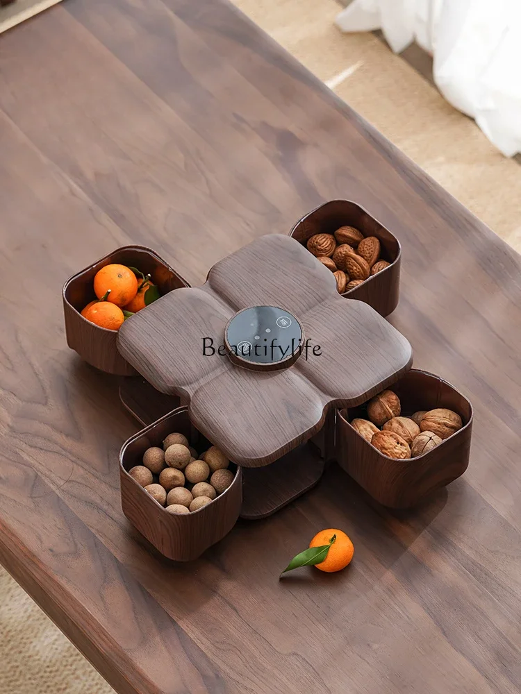 

yj5Candy Box Smart Tea Cake Tray New Chinese Home Living Room Dried Fruit Snacks Grid Storage Box
