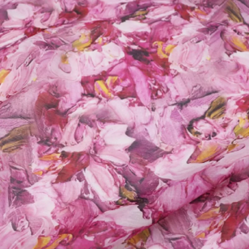 Hot Sale Breathable Pink Flowers Comfortable Feeling Material High Quality Silk Linen Fabric for Women Spring Garment