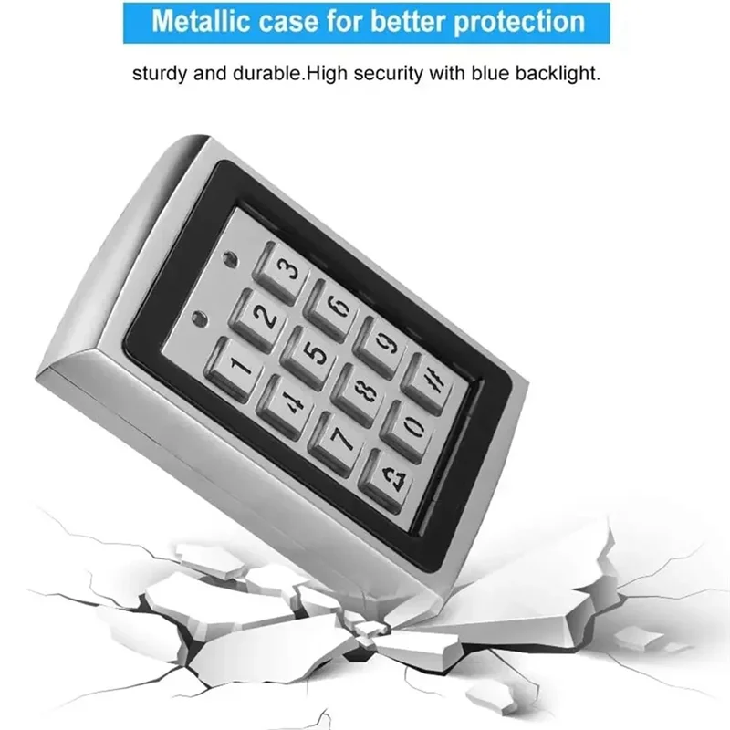 

ABKN-Metal Keypad Reader LED Backlight RFID For Access Control System Proximity Card Standalone User Door Lock Entry