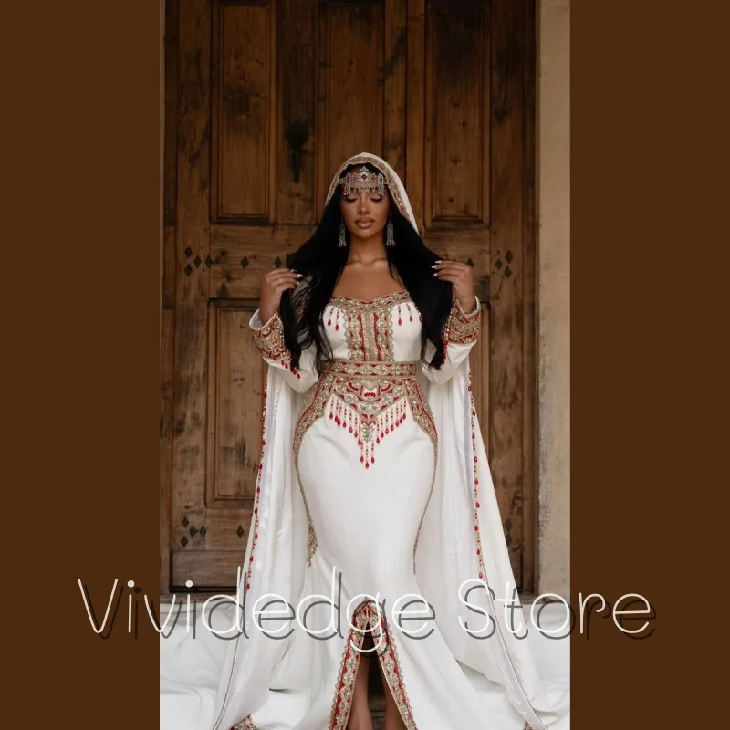 

Изысканное белое вечернее платье Абая по индивидуальному заказу, сексуальное современное кафтан с длинными рукавами и рыбьим хвостом, платья для выпускного вечера, мусульманское длинное коктейльное платье с бисером