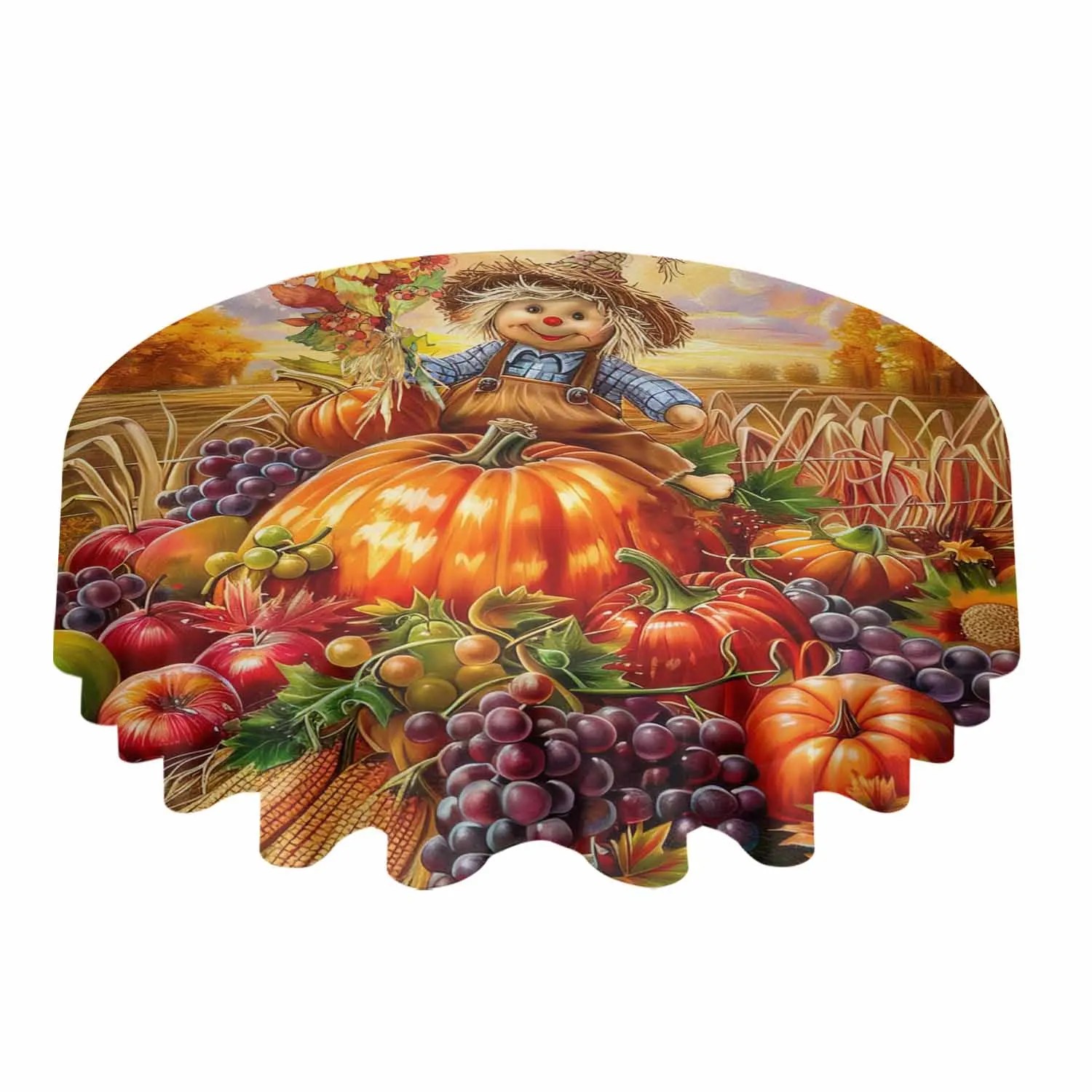 Fall Farm Pumpkin Fruit Scarecrow Waterproof Tablecloth Wedding Holiday Table Cloth Dining Table Cover Tea Table Cloth