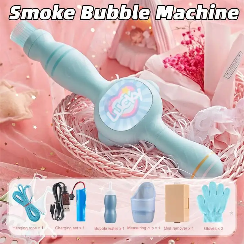 

Elastic Smoke Bubble Machine Portable Bubble Maker Automatic Bubble Blower Magic Bubble Fog Wand for Summer Outdoor Party Toy