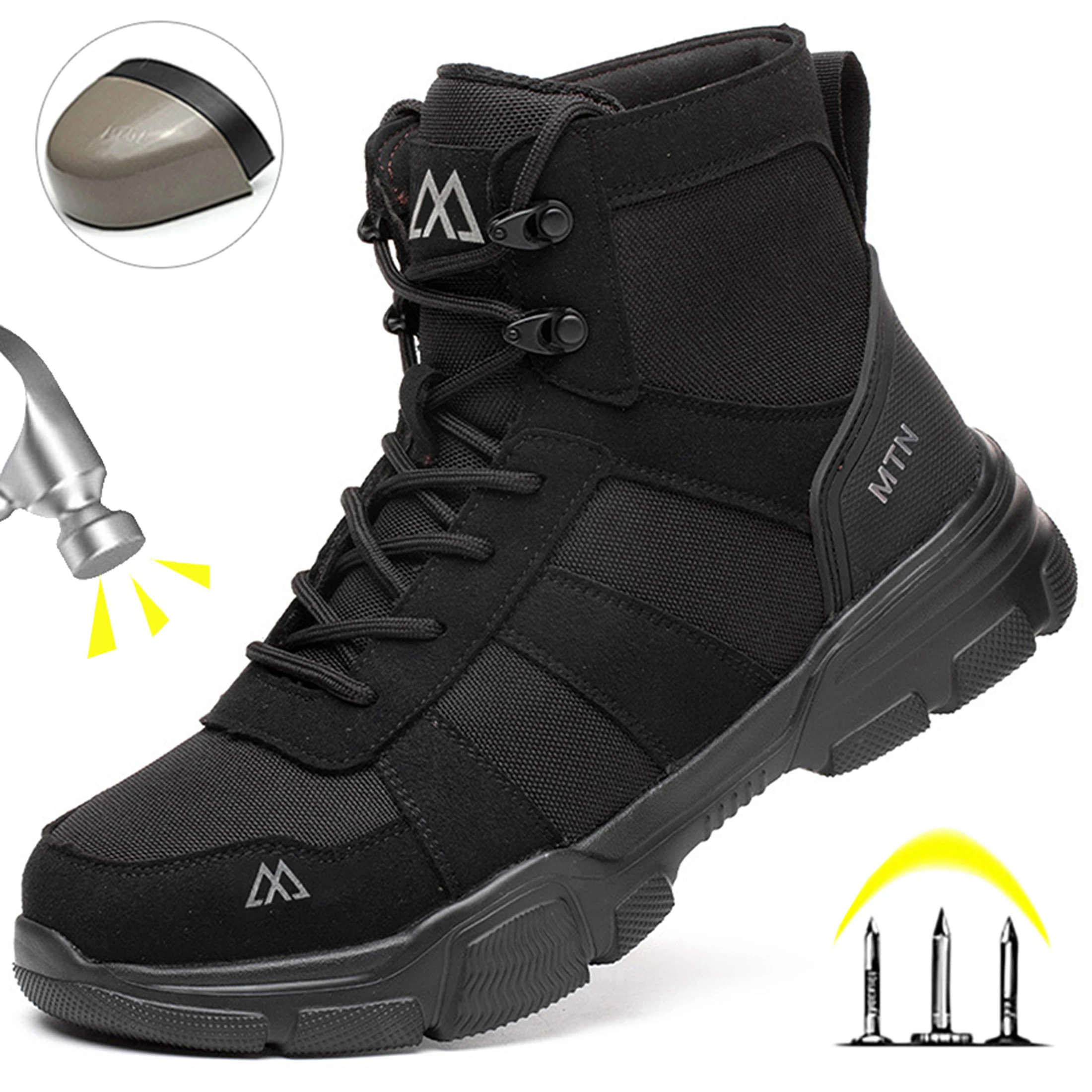 Comfortable Men's Safety Shoes Durable Men's Work Shoes Anti Smash Puncture Proof Factory Grade Outdoor Construction Footwear