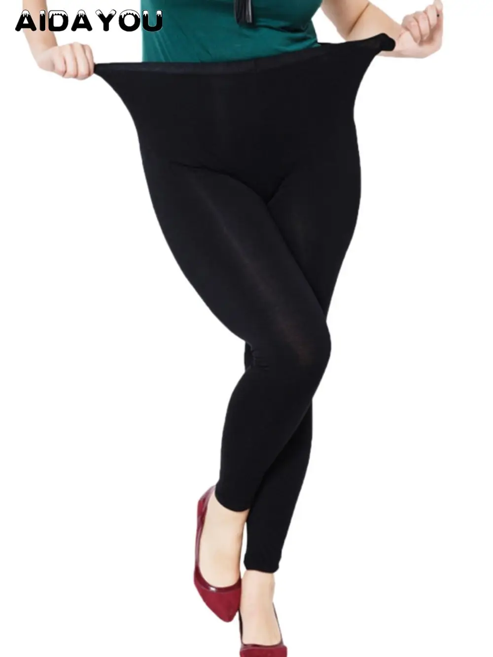 

Strechy Leggings 2X High Elastic Stretchy Blue Black Pantyhose Compression Pants Plus Size