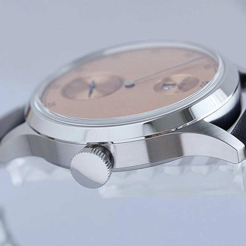 Milifortic Retro Watch Men ST17 Automatic Mechanical Movement 38mm Salmon Small Seconds Date Stainless Steel Retro Wristwatch - Image 4