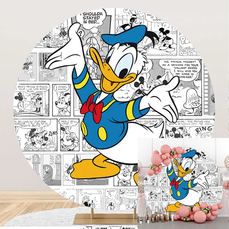 Daisy Donald Duck Birthday Decoration Round Photo Backdrop Background For Photography Baby Shower Party Props Photozone Shooting