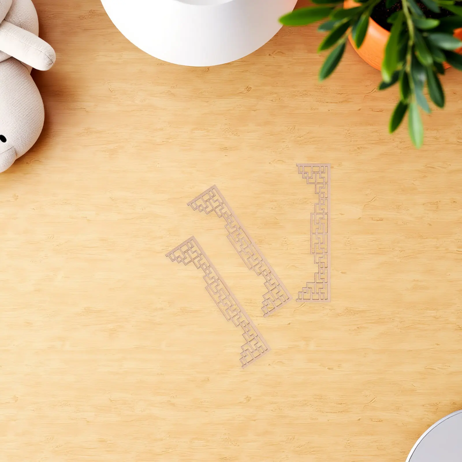 4 pièces d'appliques décoratives en bois beige pour maison de poupée, décoration de table de sable DIY