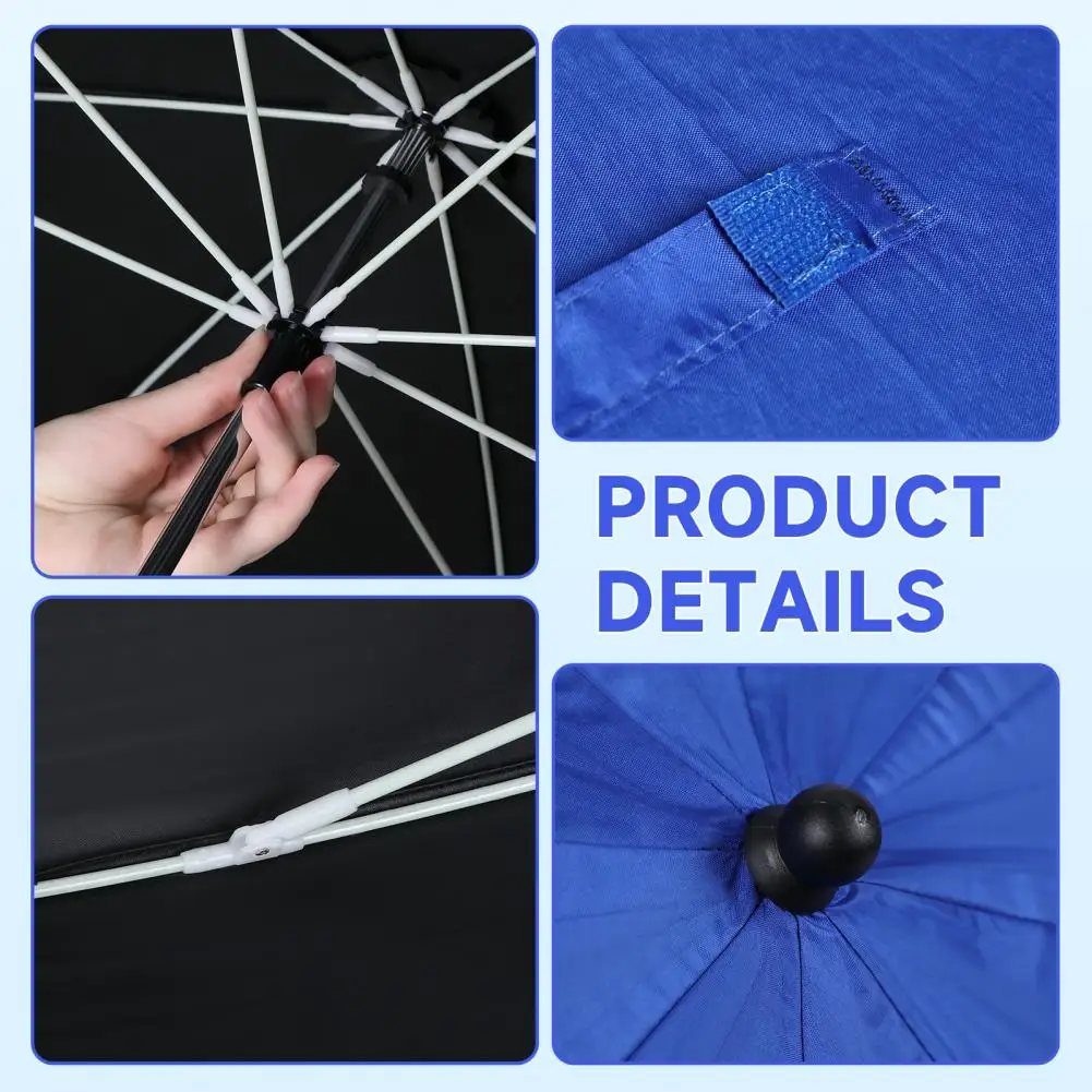 2 Pcs 48 Inch Beach Umbrella With Clamp UPF50+ Large Umbrella For Beach Chair 360-degree Adjustable Wheelchair Camping Chair
