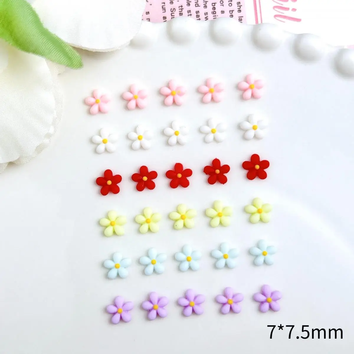 50PCS Macaron Colored Mini Five-petal Flowers Resin Nail Art Decorations Kawaii  Minimalist Sweet Blossoms Nail Charms DIY Nails