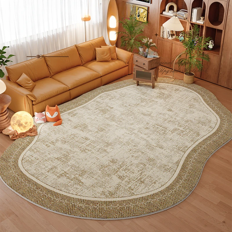 Living Room 2024 Light Luxury Highend Carpet French Floral Special Shaped Anti Fouling Sofa Carpets American Retro Irregular Rug