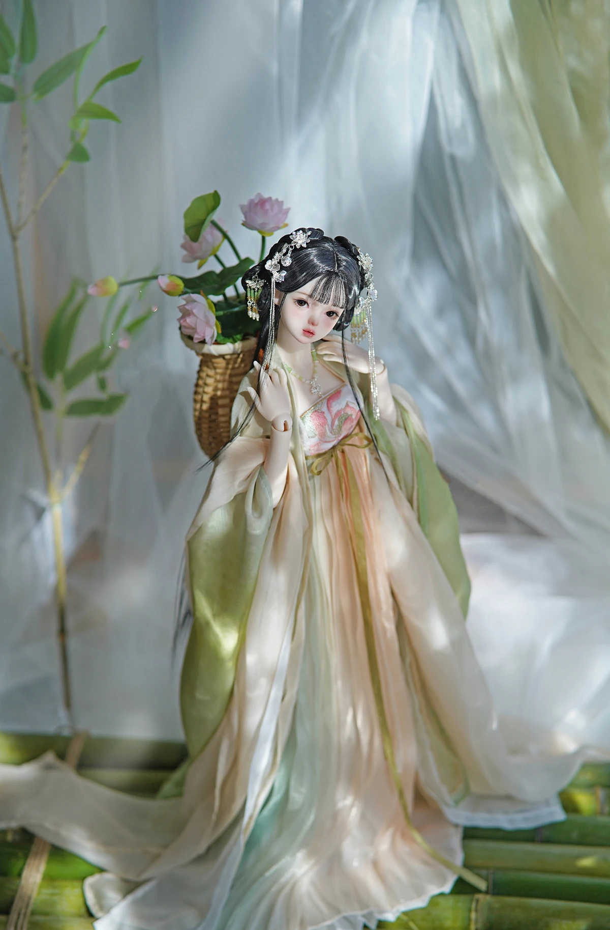 1/4 1/3 Scale BJD Fairy Dress Ancient Costume Outfit Chinese Hanfu Long Robe For BJD/SD MSD SD13 Big Girl Doll Accessories 1911