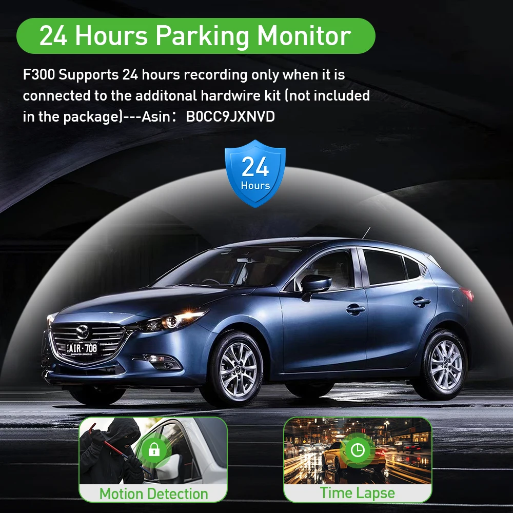 داش كام 3 قناة الصندوق الأسود داش سيارة مسجل فيديو كاميرا مع الرؤية الخلفية DVR 24H شاشة ركن السيارة اكسسوارات السيارات #4