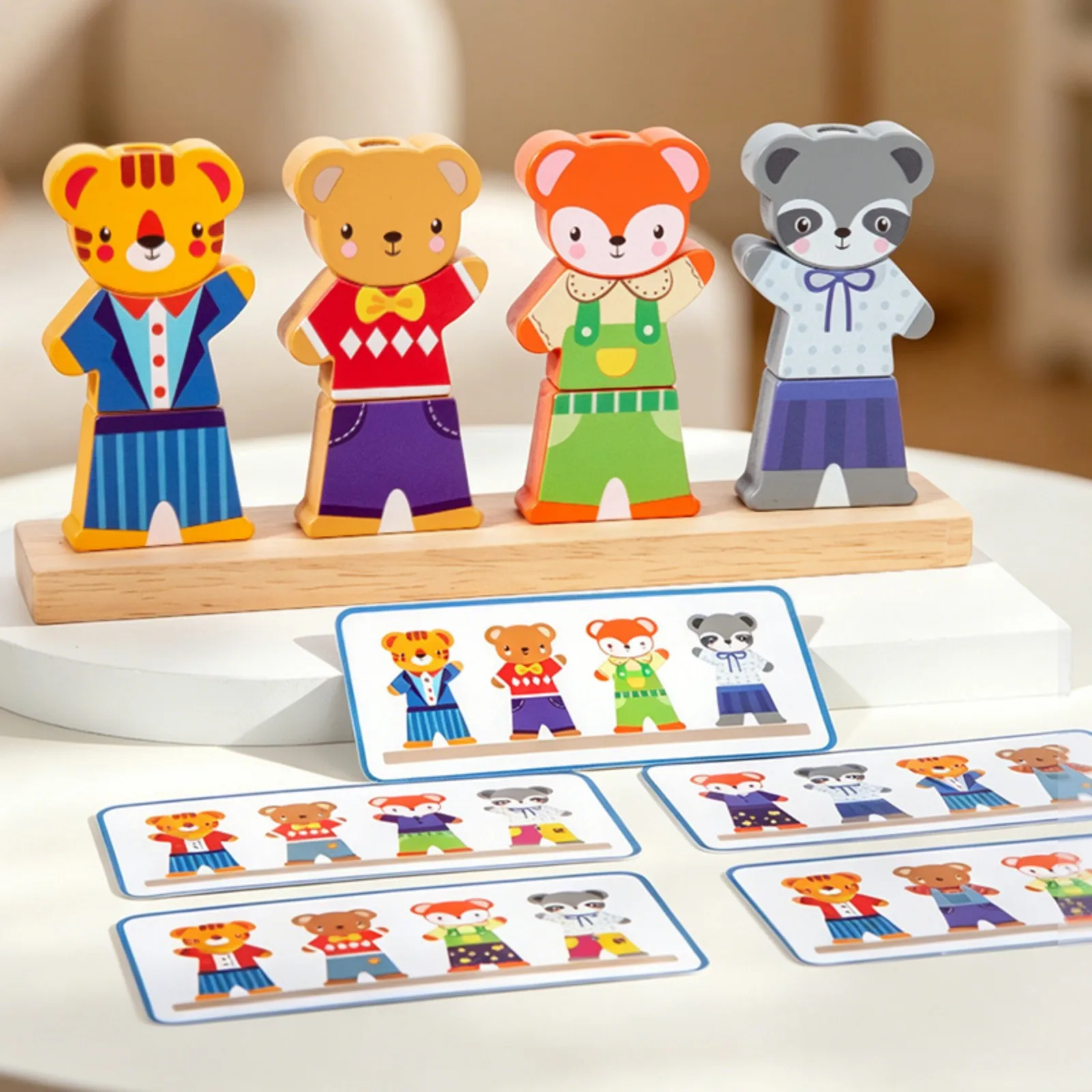 Little Bear Change Clothes Children's Early Education Wooden Jigsaw Puzzle Dressing Game Baby Puzzle Toys For Children Gift