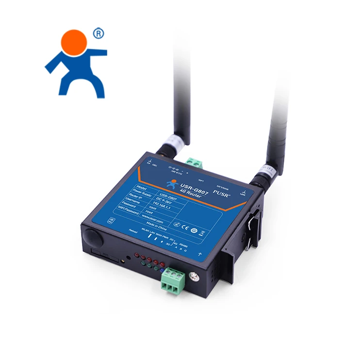 O roteador celular industrial IoT 4G de alto desempenho USR-G807-EUX suporta porta serial RS232/485