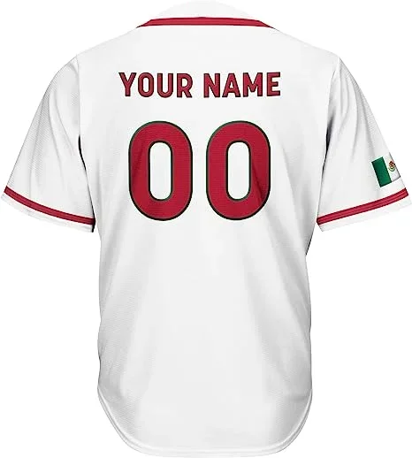 2024 Mexico Baseball jersey 3D Print Mesh Free Custom Name Baseball Shirt Men\'s Street Oversize Apparel Short Sleeve Sportswear