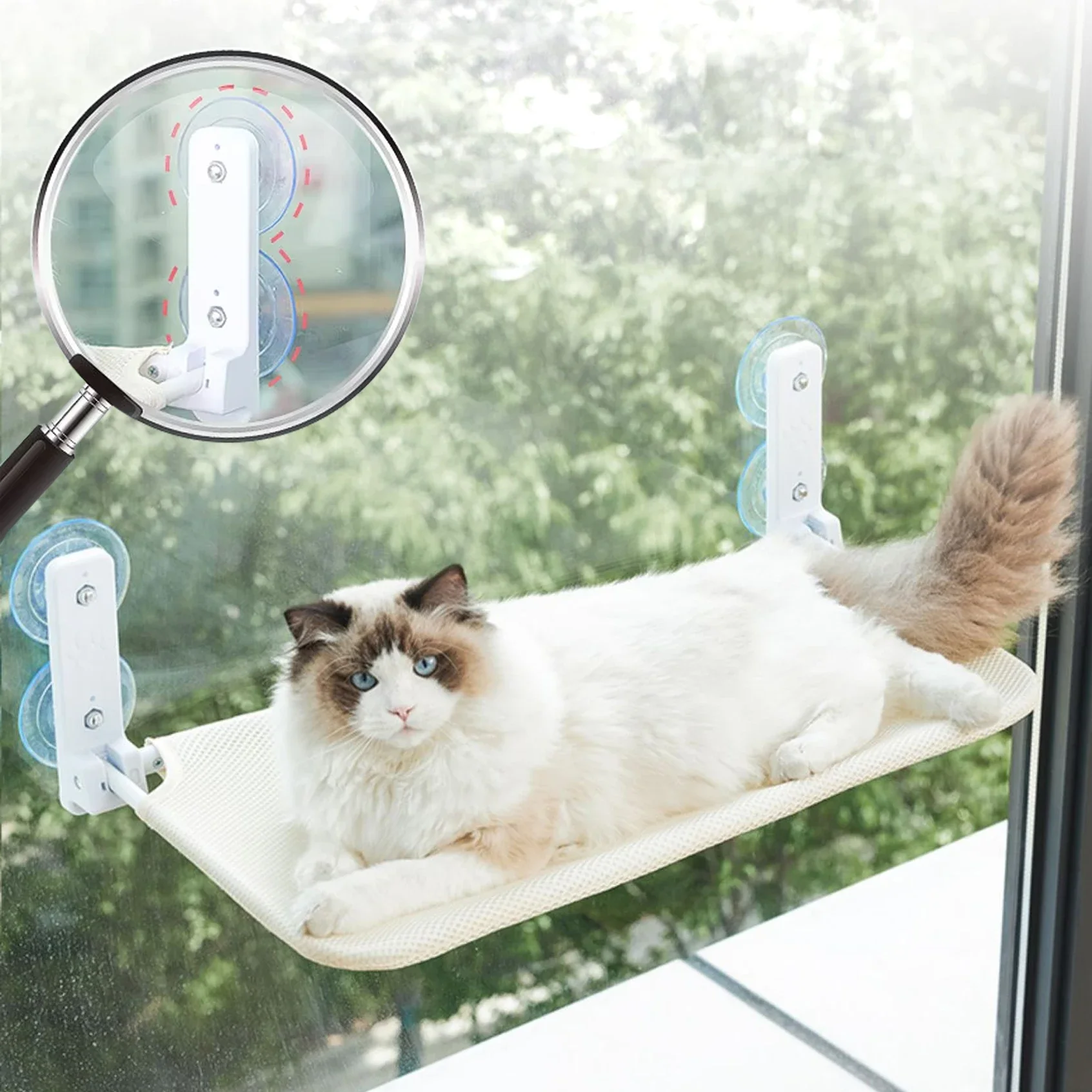 Detachable Hammock Cat Window Bed Pet House for Cats Hanging Glass Balcony Suction Cup Install Pet Bed Washable Cat Accessories